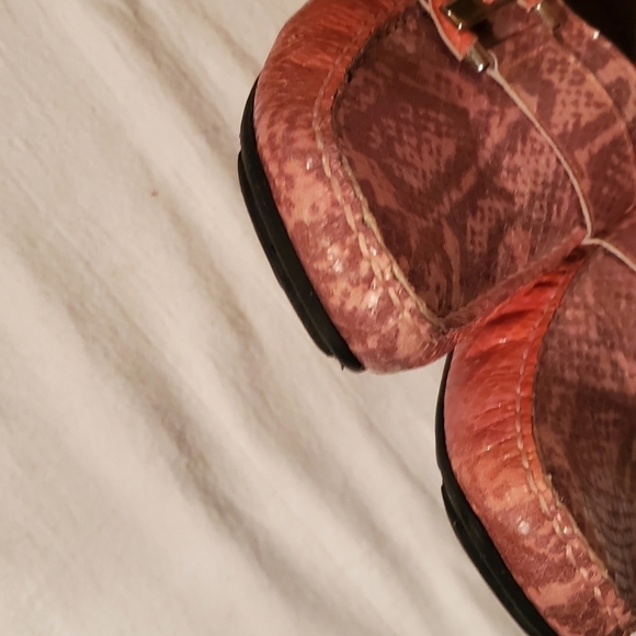 Stuart Weizmann Multicolor Python Embossed Leather Buckle Detail Sz 10 Loafers - Picture 5 of 11